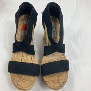 Womens‎ ESprit Wedge Black Cork Sandals 7